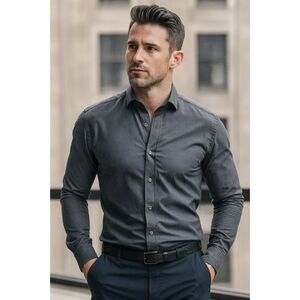 TEDDY STRATFORD Gray Blue Button Up Shirt Top  Mens Size 0